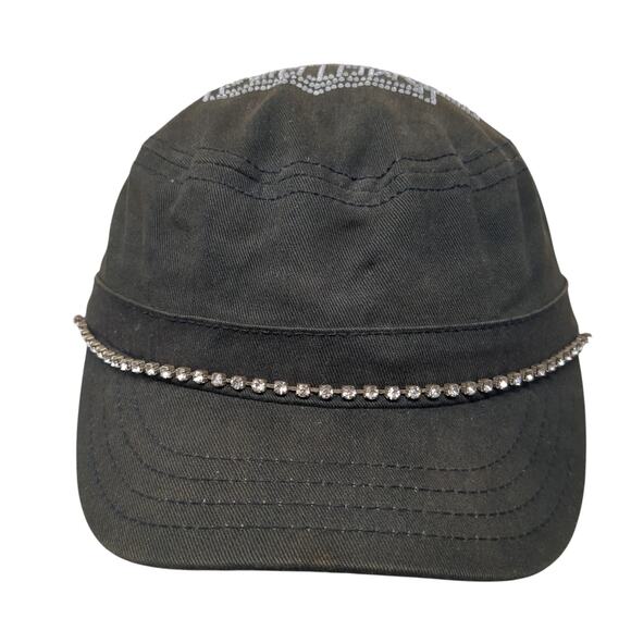 Harley-Davidson Motorcycles Cadet Army Cap Black One Size Rhinestone Rope - Picture 1 of 10